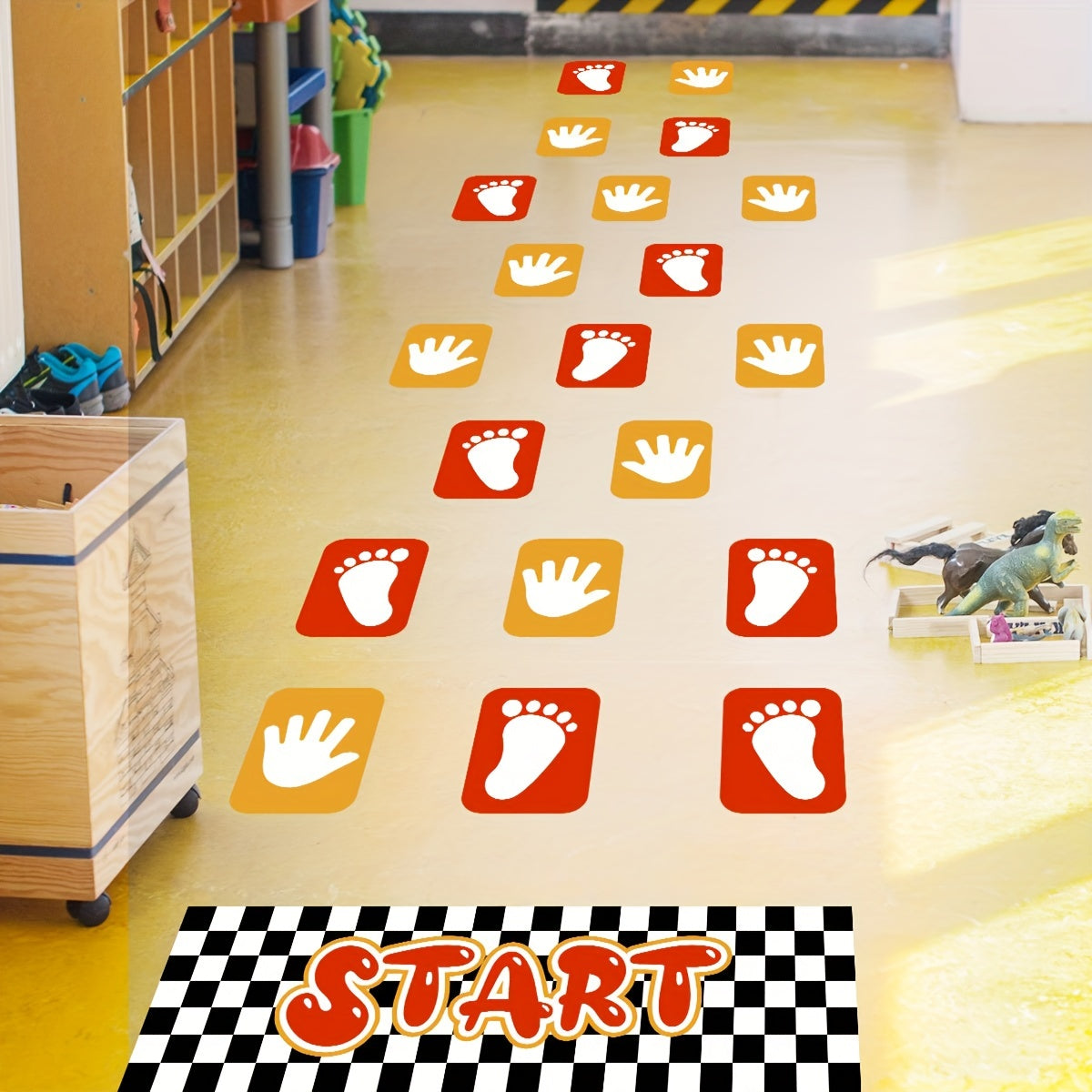 Hopscotch Children Game Floor Stickers Removable Lattice Design