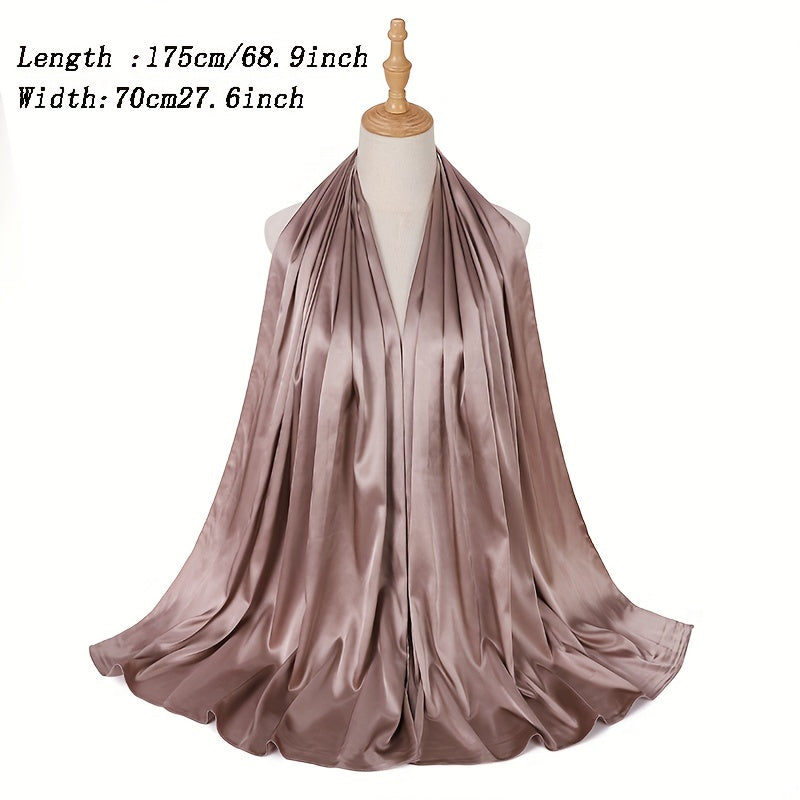 Candy Satin Hijab Silk Scarf Casual Shawl Windproof Head Wraps