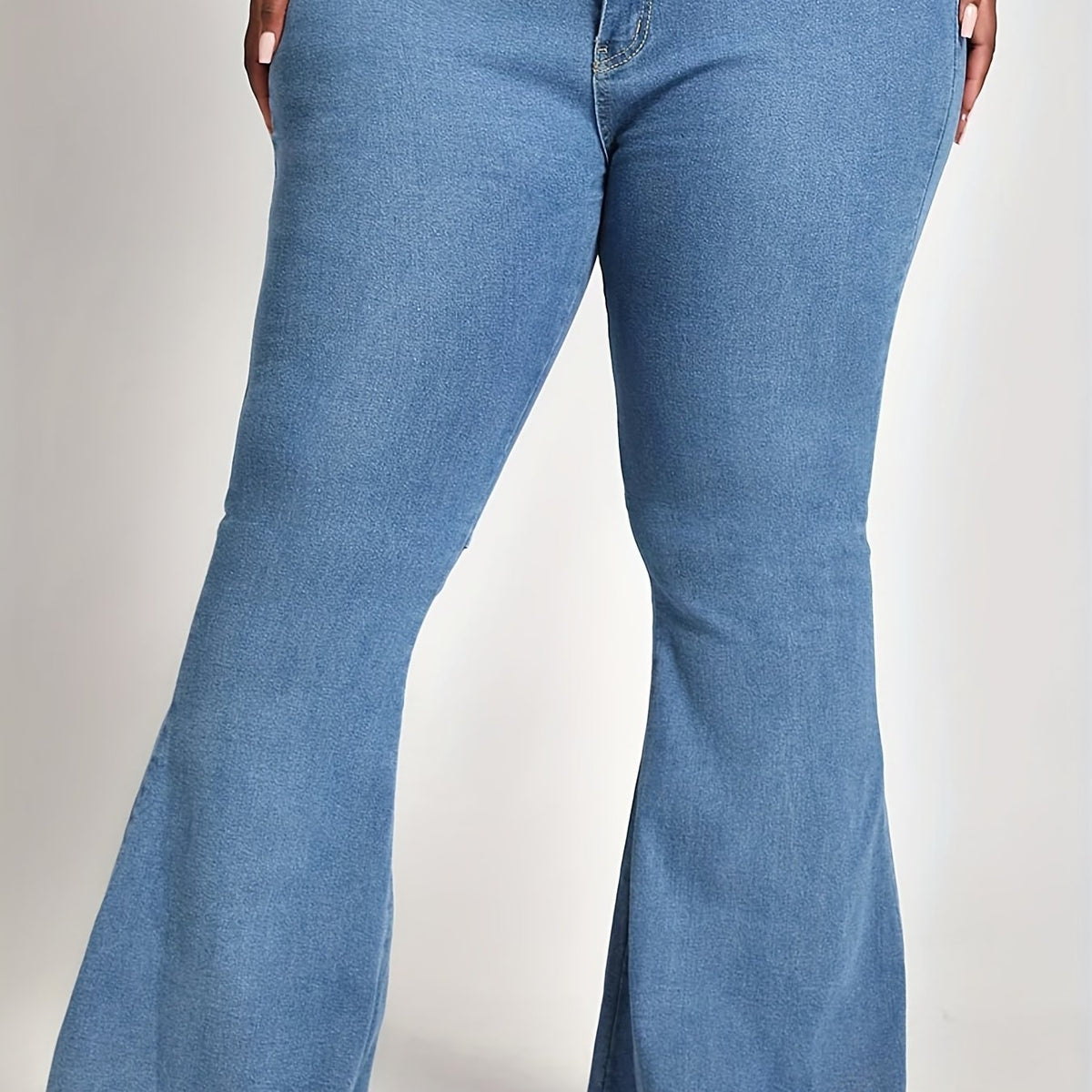  Mid-Stretch Flare Leg Jeans Button Fly