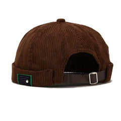 Retro Corduroy Docker Brimless Beanie Sailor Cap Hat