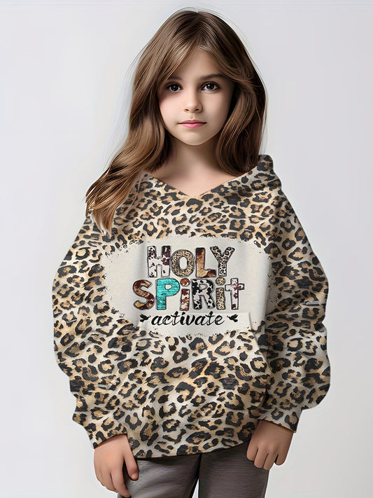 Girls' Animal Print Hooded Sweatshirt Pullovers Casual Hoodie Tops