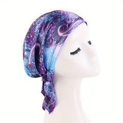 Pink Satin Turban Head Wrap Bonnet Chemo Hat Elastic Hijab Cap Beanie