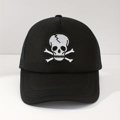 Men's Skull Print Mesh Baseball Cap
