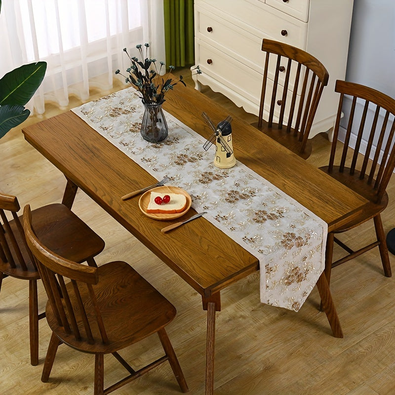 Bohemian Linen Table Flag Double Embroidered Runner Home Tea Art
