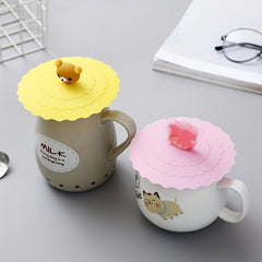 1pc Cartoon Cup Cover Reusable Heat Resistant Leakproof Dustproof Lid Caps