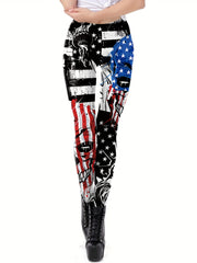 Graphic Print Skinny Leggings Casual Stretchy Leggings
