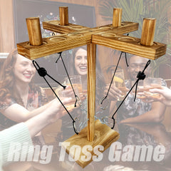 Wooden Ring Toss Game Set with Shot Ladder & Adjustable String