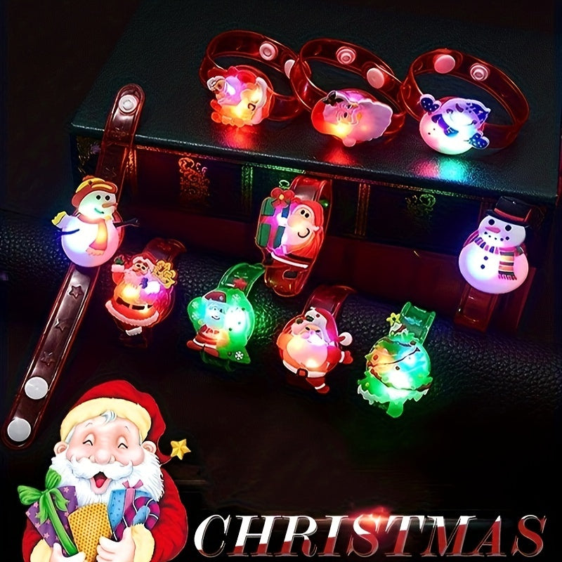 Christmas Luminous Watch Set with LED Glitter Wristband Soft Rubber Silicone Bra