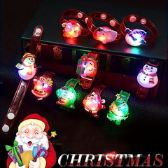 Christmas Luminous Watch Set with LED Glitter Wristband Soft Rubber Silicone Bra