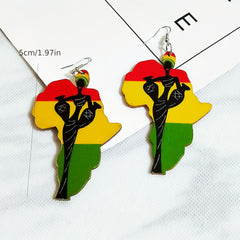 Geometric African Map Dangle Earrings Resin Jewelry Gift
