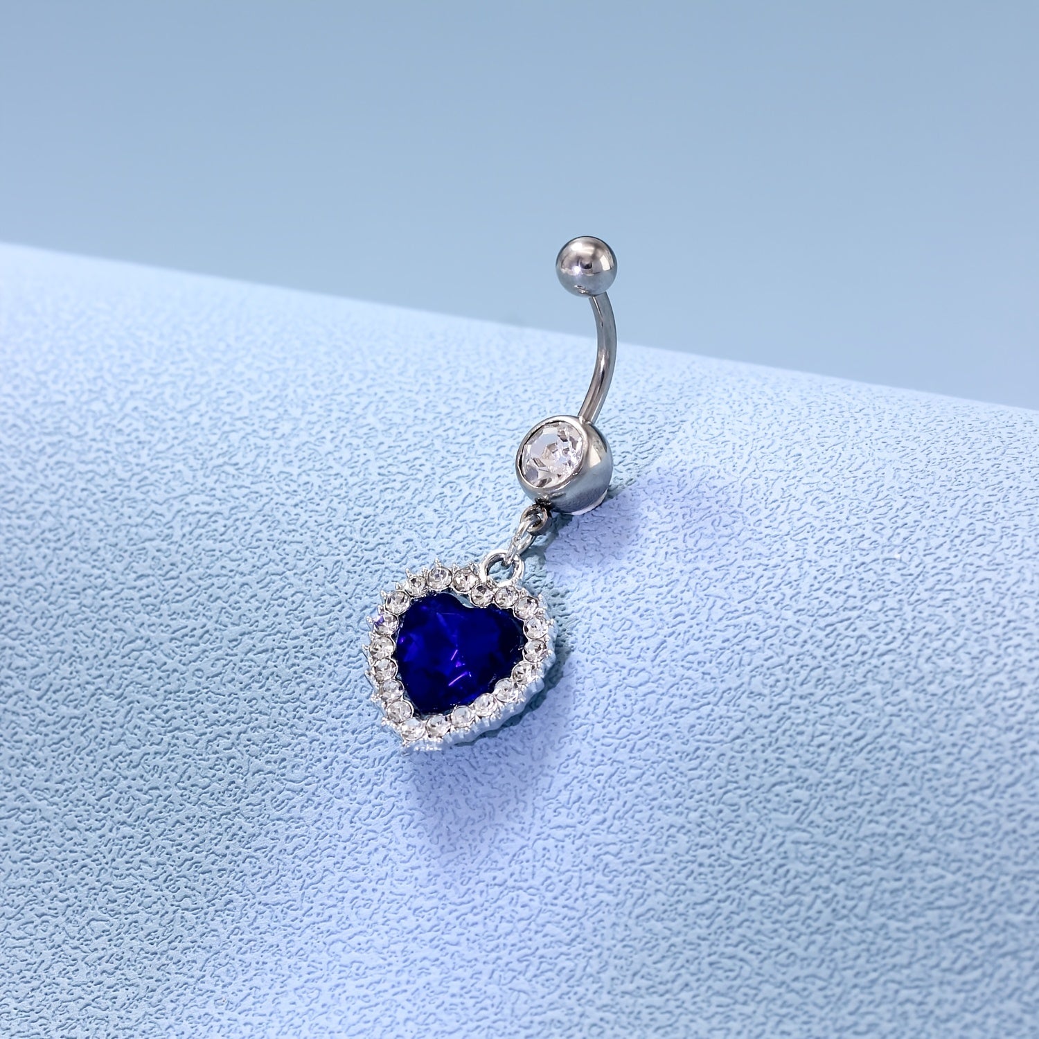 Heart Charm Belly Button Ring Stainless Steel Zircon Body Jewelry