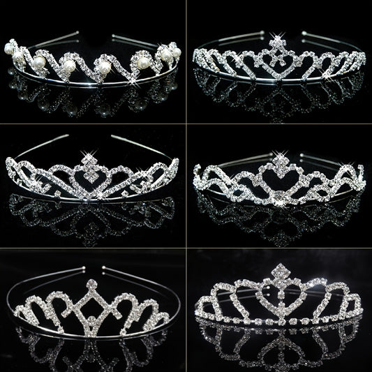 Silver Tiara Headband Girls Princess Tiaras Rhinestone Crown