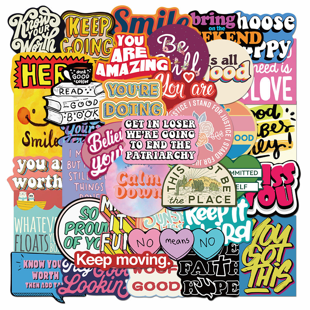50pcs English Graffiti Waterproof Stickers DIY Materials