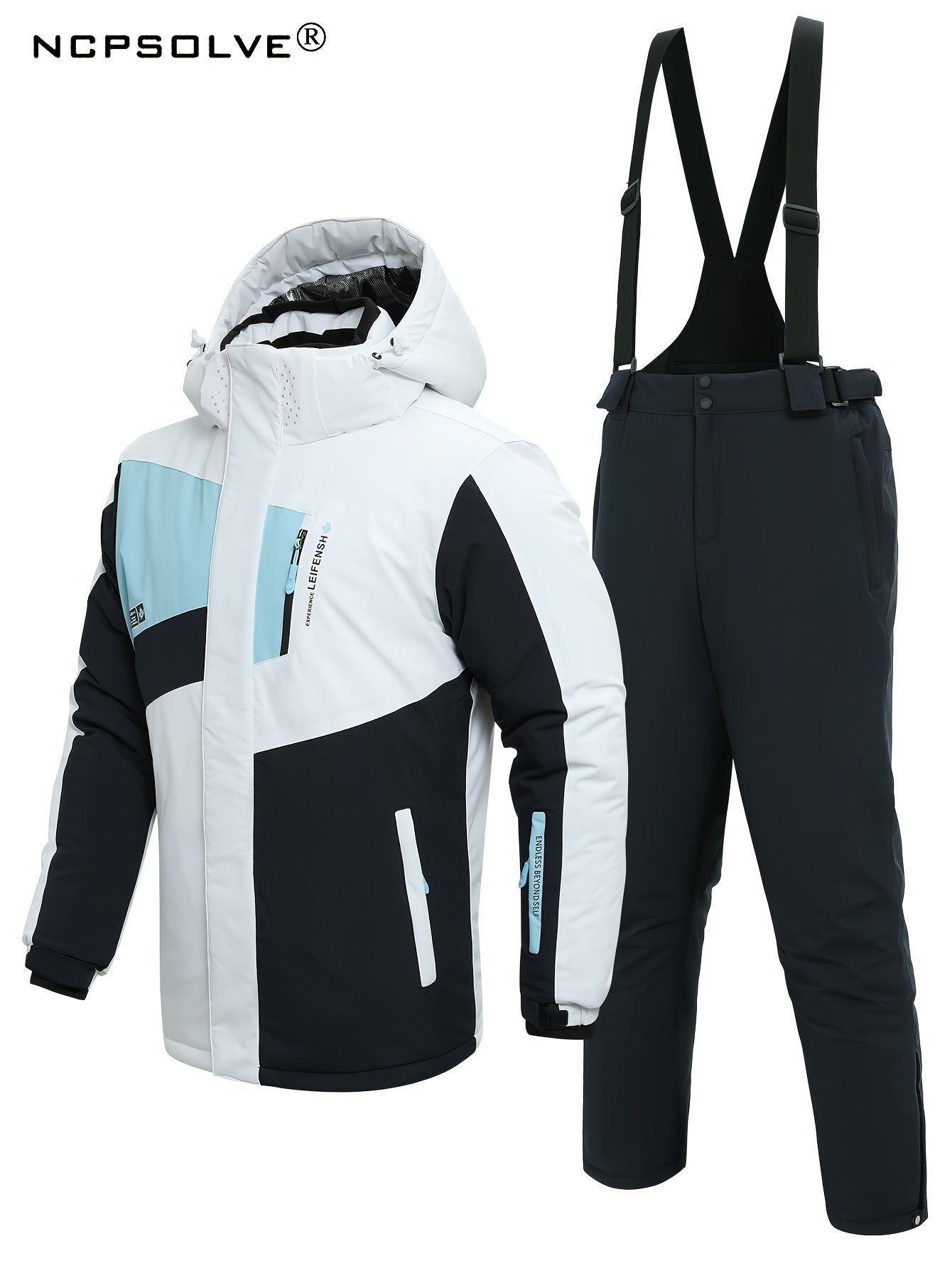 Men's Thermal Ski Jacket & Bib Pants Set for Outdoor Climbing Skiing
