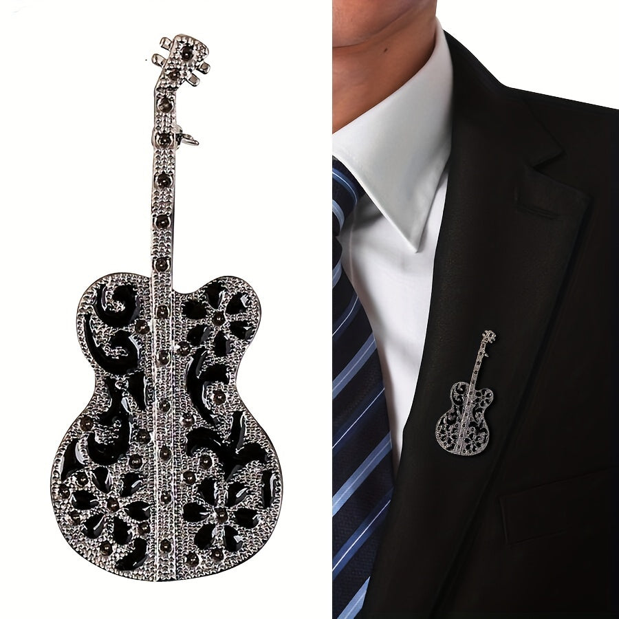Men's Vintage Guitar Violin Brooch Instrument Pin Badge