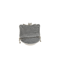 Crystal Stone Evening Clutch Bag with Handle & Chain Strap