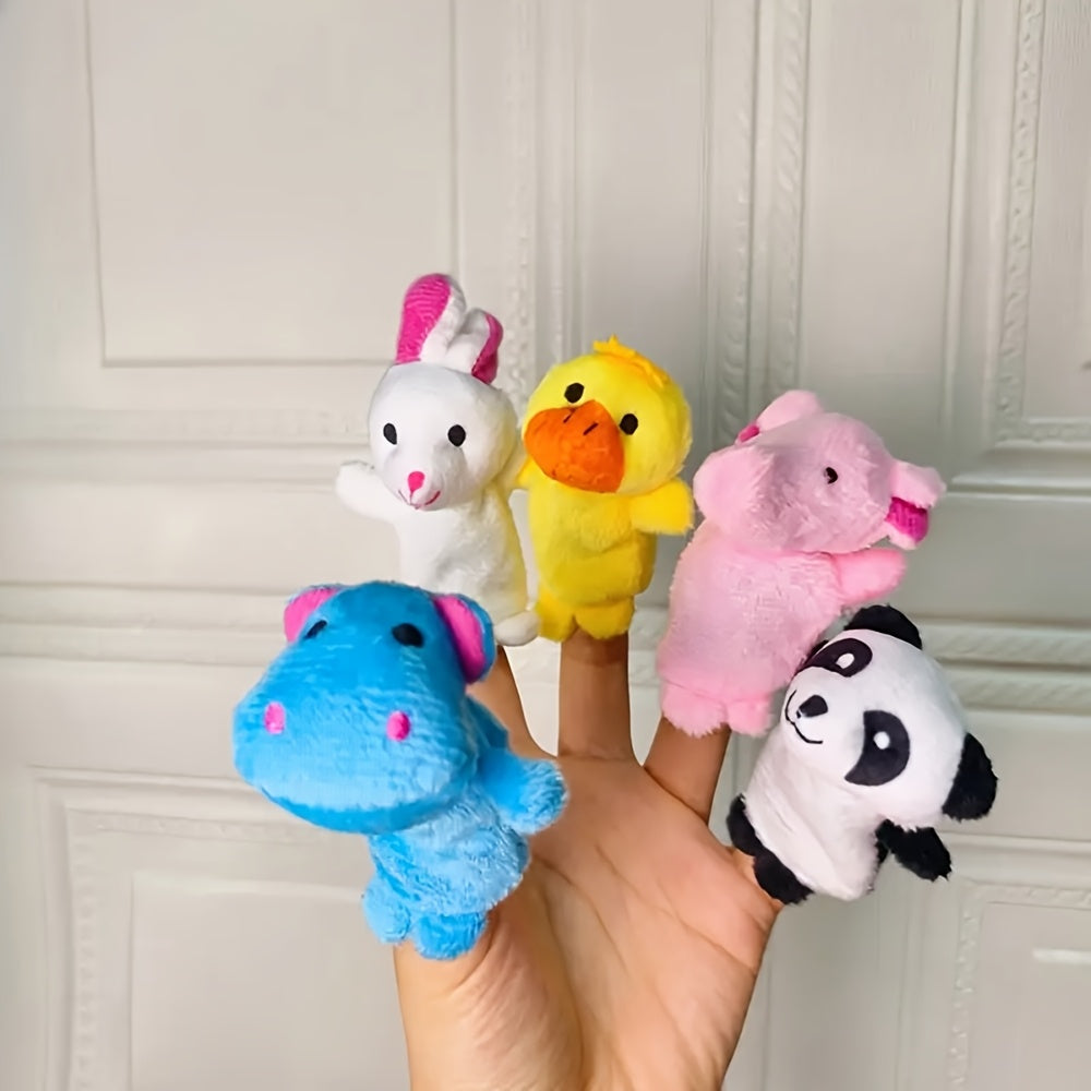 10pcs Mini Plush Animal Finger Puppets Soft Interactive Toys