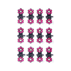 12pcs Mini Hair Claw Clips Non Slip Glitter Rhinestone Flower Claw Clip