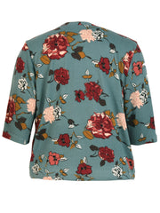  Retro Floral Print Open Front Cardigan