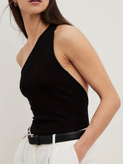 One Shoulder Sexy Bodysuit Summer Solid Backless Bodysuit