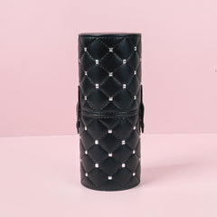 Rivets Studded Cosmetic Brush Travel Case Portable Makeup Brush Holder Cup