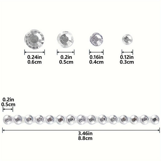 1725pcs Transparent Rhinestone Stickers Sparkling Gemstone Jewelry Stickers