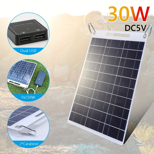 30W Polysilicon Dual USB Solar Panel for Camping Hiking RV