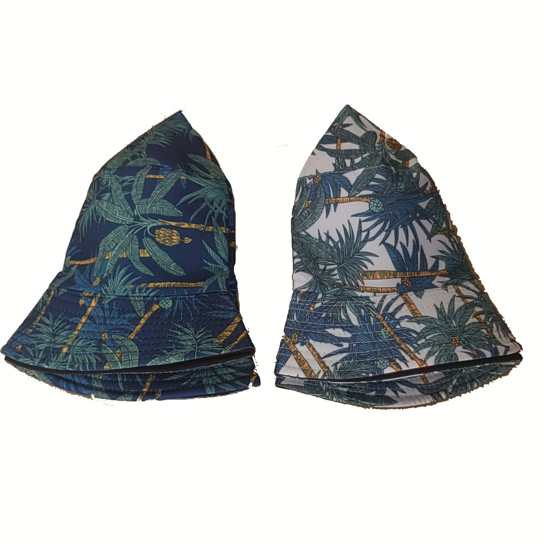 Tropical Basho Print Bucket Hat Reversible Couple Basin Hat