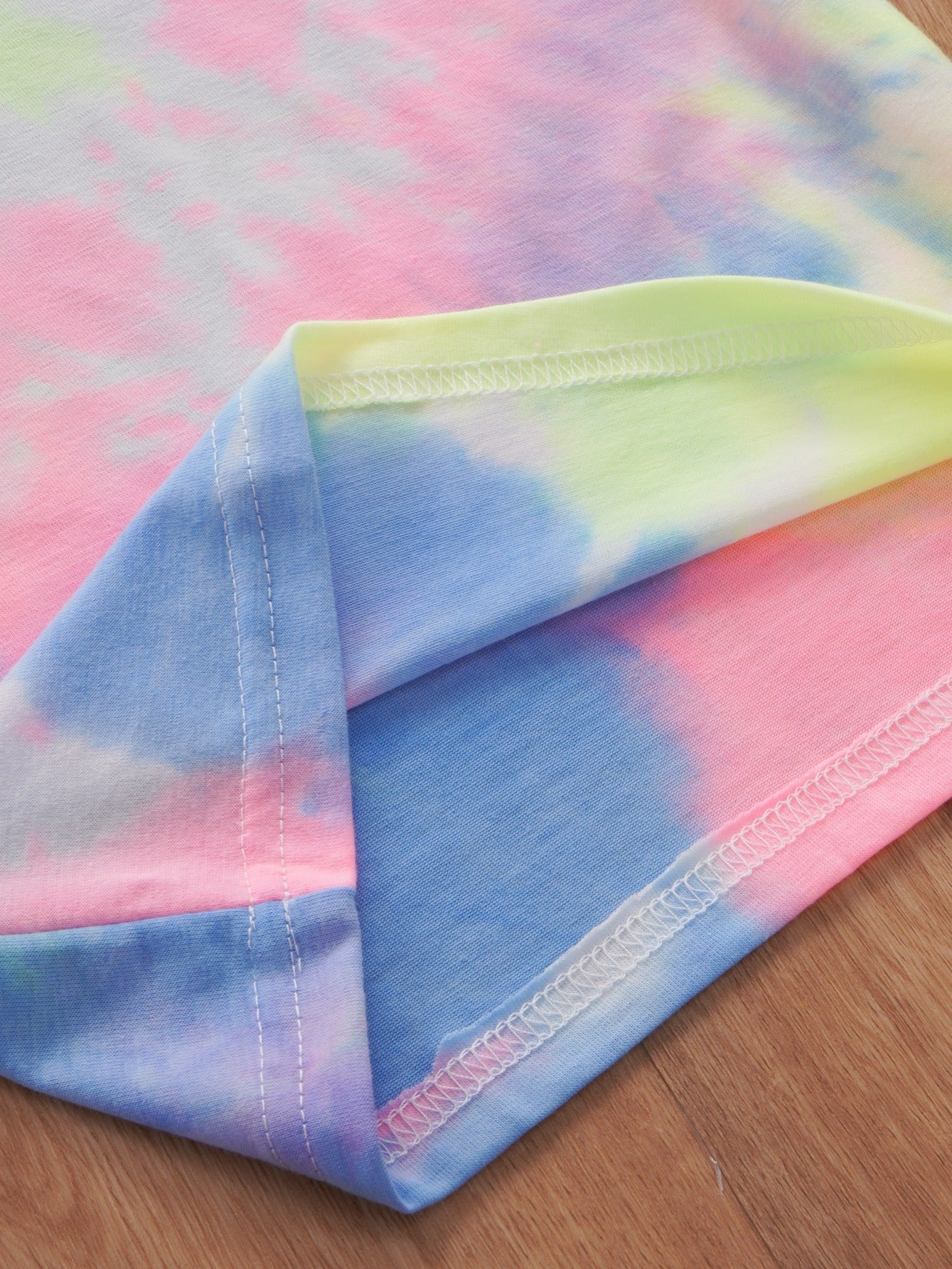 2pcs Baby Rainbow Tie Dye Shirt Top & Shorts Set