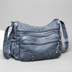 Studded Decor Crossbody Bag Retro Style Shoulder Bag PU Leather