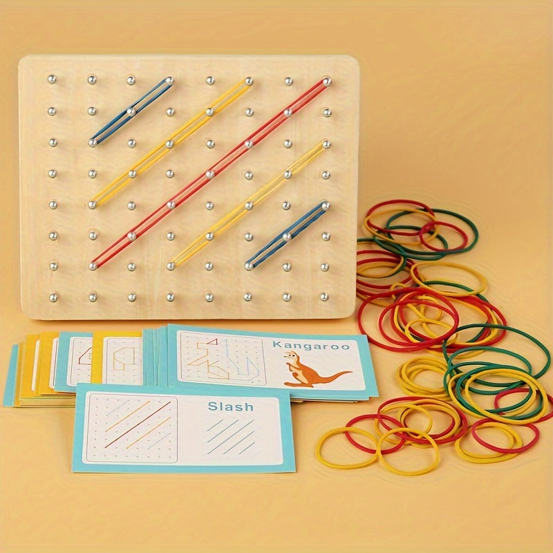 Wooden Geometry Shape Nail Board Toy for Ages 3