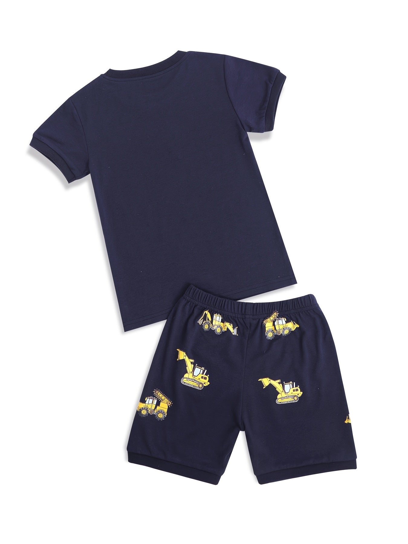 Boy's Vehicle Pattern Pajamas 2pcs T shirt & Shorts Set