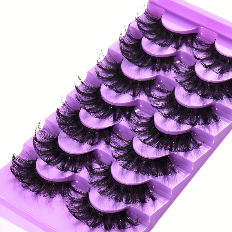 Faux Mink False Eyelashes Thick Curling Extension Makeup 7 Pairs