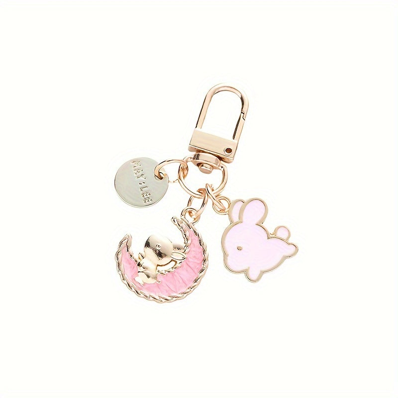 Cartoon Moon Rabbit Keychain For Girls Women Bunny Bag Pendant