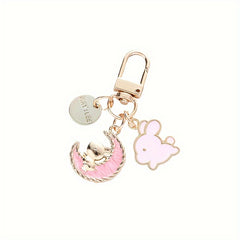 Cartoon Moon Rabbit Keychain For Girls Women Bunny Bag Pendant