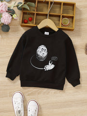 Boys Letter Print Crew Neck Sweatshirt Long Sleeve Top