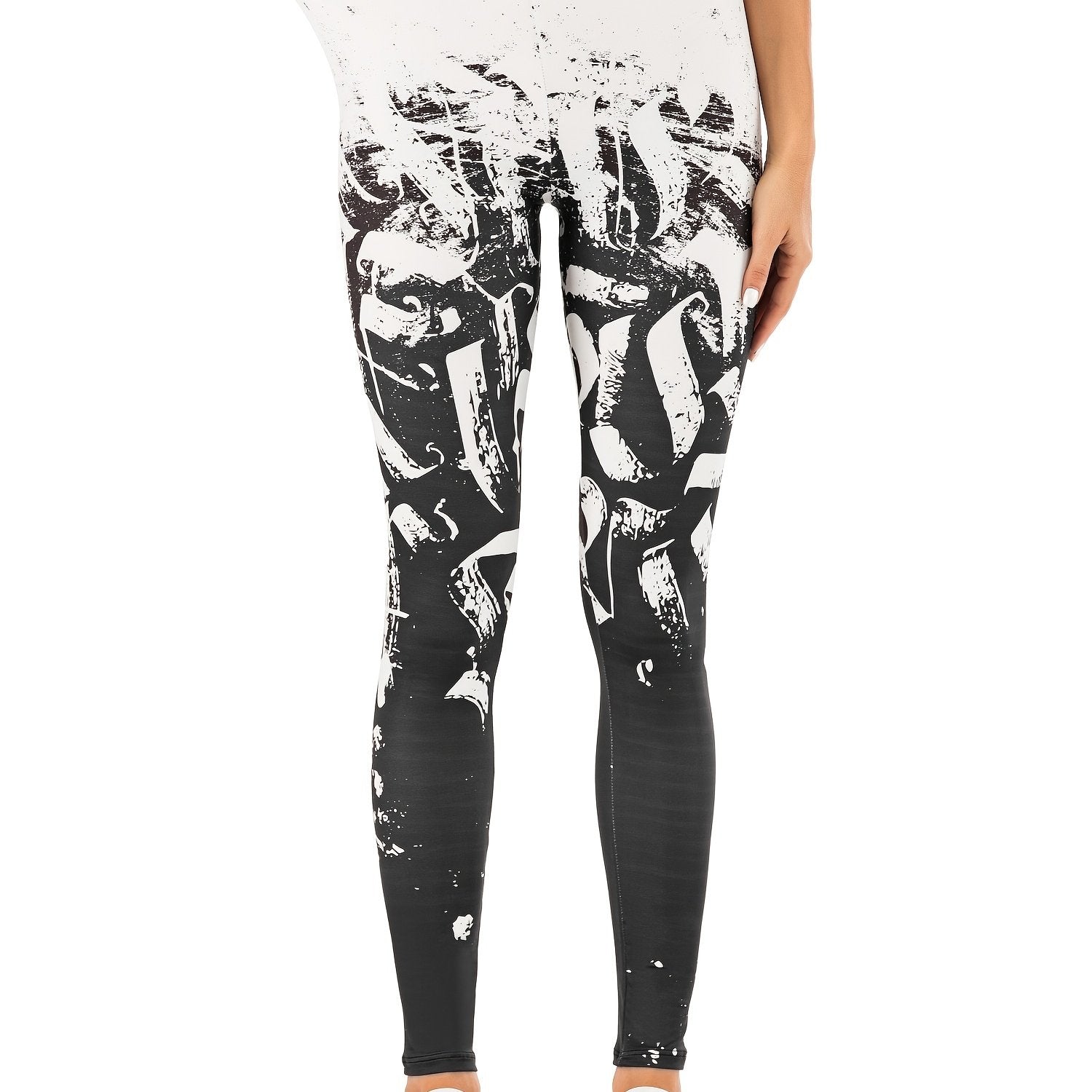 Sexy Contrast Print Leggings High Waist Slim Leggings