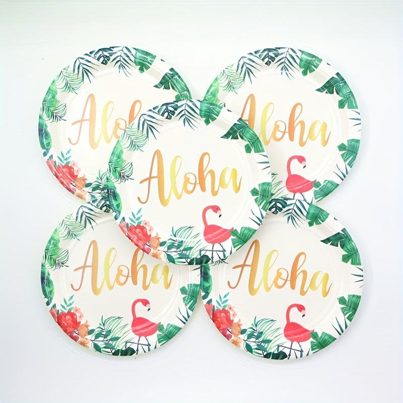 Tropical Hawaiian Flamingo Party Tableware Set For 20 Guests