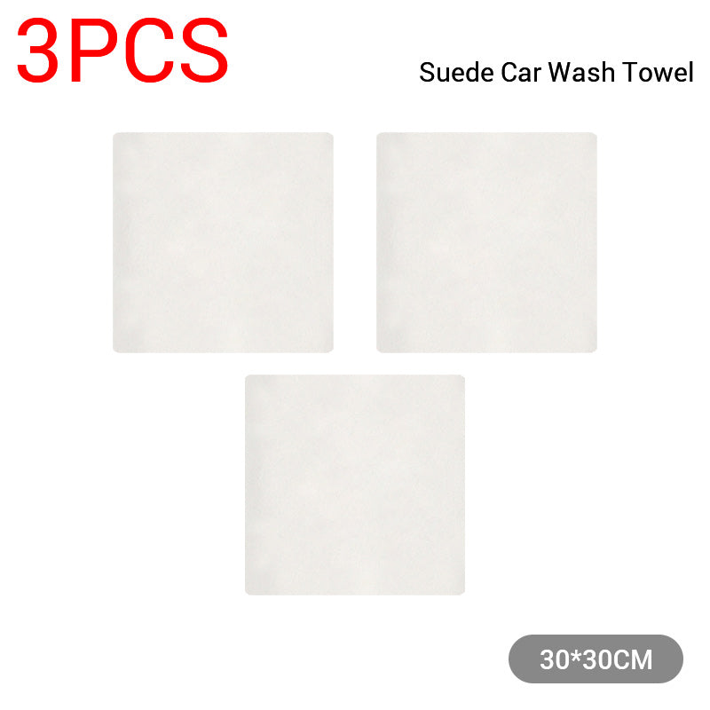 3Pcs Chamois Car Cleaning Towel Sheepskin Quick Drying Absorbent Cloth