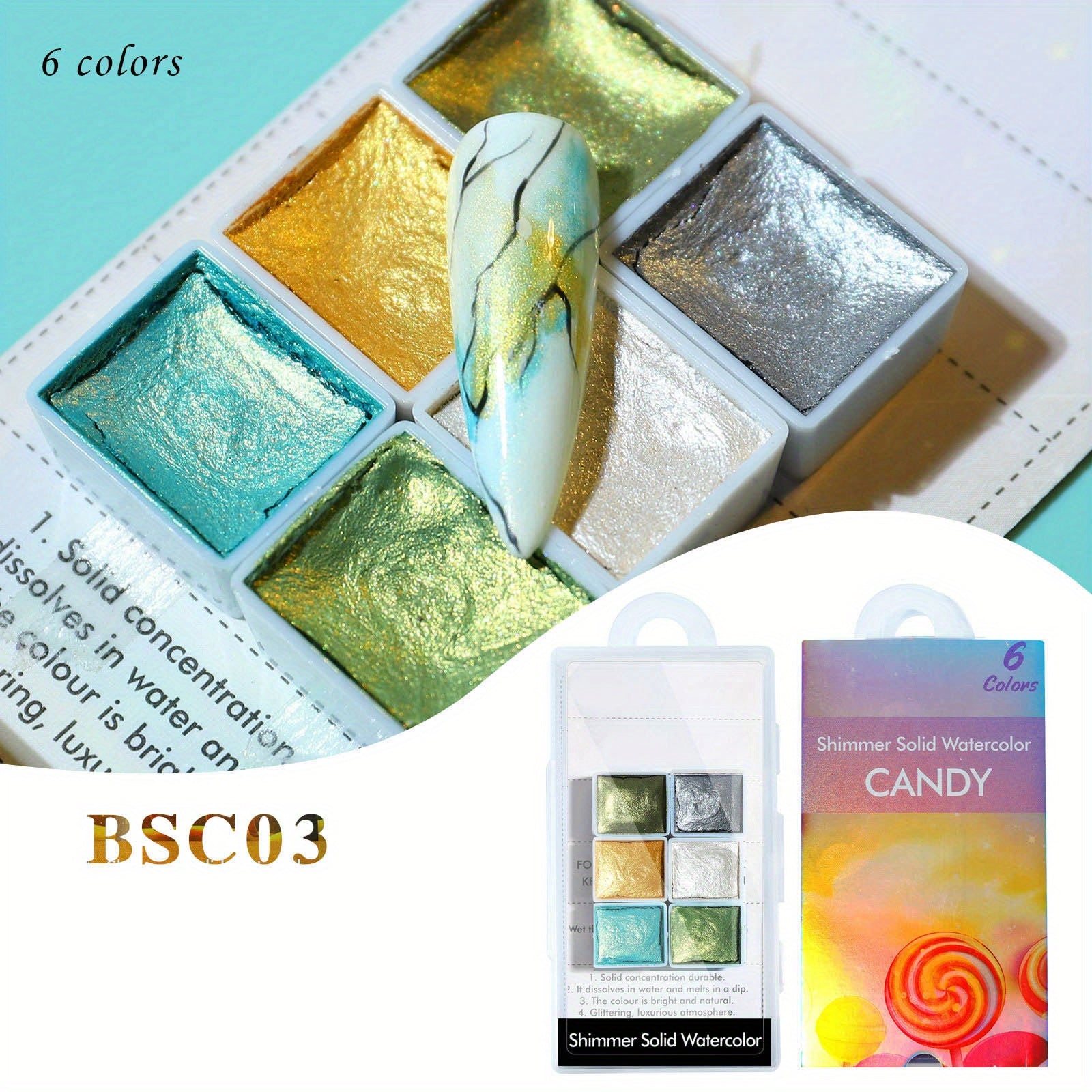Metallic Nail Watercolor Paint Set for Macaron Designs