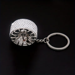 Car Wheel Rhinestone Keychain Key Ring Pendant Car Ornament