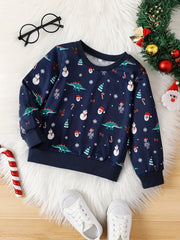 Dinosaur Santa Pattern Kid's Sweatshirt Long Sleeve Top Crew Neck Pullover