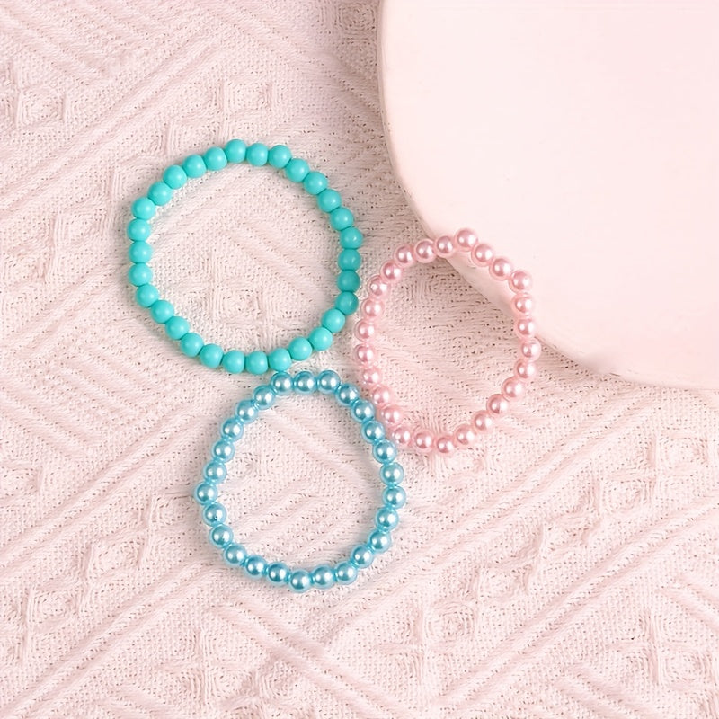 Colorful Simulated Pearl Beaded Bracelet String with Niche Jewelry Gift