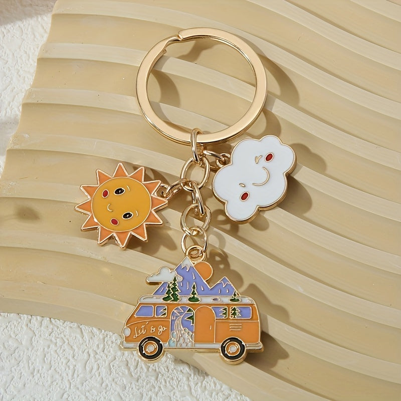 Camping Sun Cloud RV Motorhome Keychains for Women