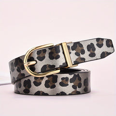 Leopard Print PU Belt Oval Pin Buckle Animal Pattern Belt