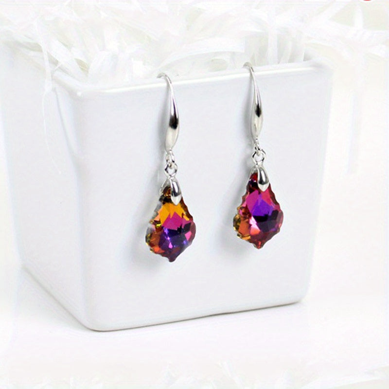 Crystal Maple Leaf Pendant Earrings