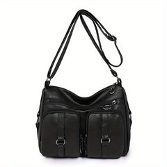 Vintage PU Leather Crossbody Bag Pockets Shoulder Bag for Women