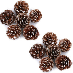 6pcs Christmas Pine Cones Snow Tipped Natural Pine Cone String Decoration