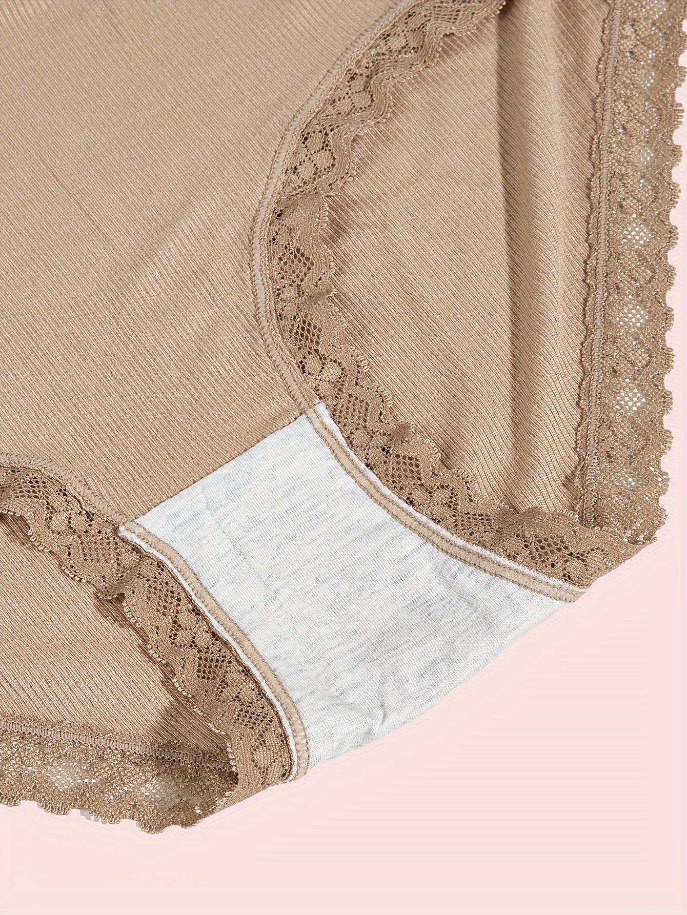 3 Pack Plus Size Lace Trim Seamless Briefs Set