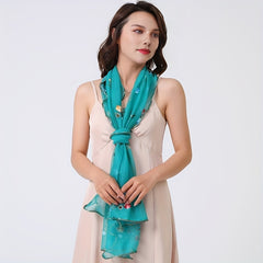 Ruffle Flower Embroidered Scarf Bright Edge Windproof Shawl